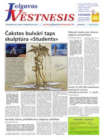 2013.gada 14.februÄris Nr.7(294) - Jelgavas VÄstnesis