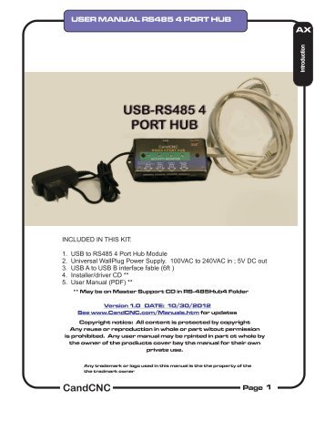 installing the usb-rs485 4 port hub - CandCNC