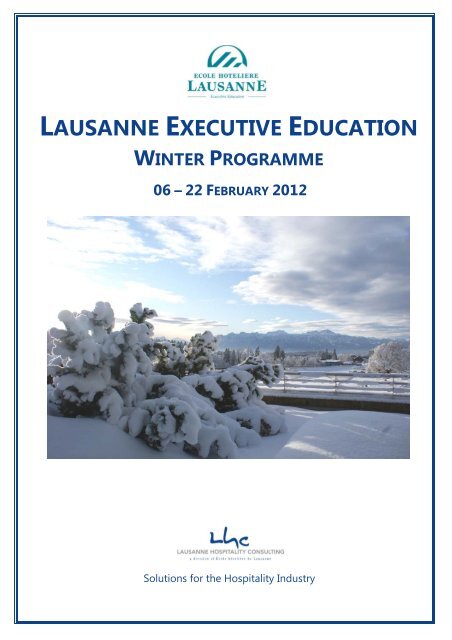 lausanne executive education - Lausanne Hospitality Consulting