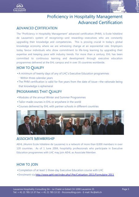 lausanne executive education - Lausanne Hospitality Consulting