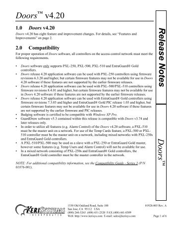 Doorsâ¢ v4.20 Doors Release Notes - Keri Systems