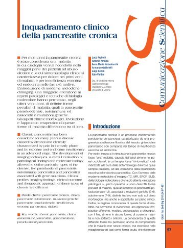 Inquadramento clinico della pancreatite cronica - Sied