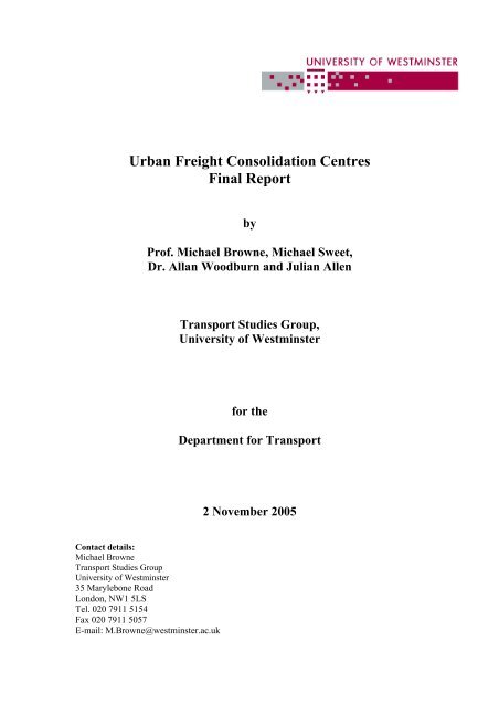 Urban Freight Consolidation Centres Final Report by ... - EcoMobility