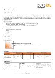 Product data sheet HPL SolidColor - Duropal