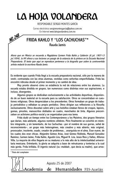 frida kahlo y los cachuchas - La Hoja Volandera