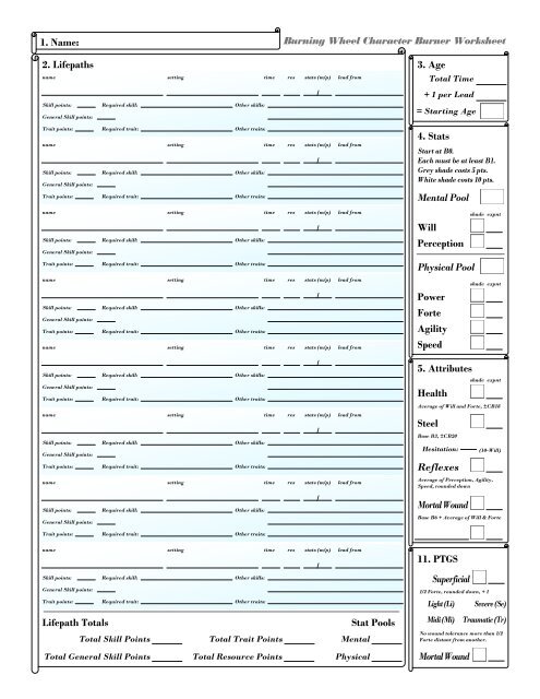 Burning Wheel Character Burner Worksheet 1 Name Raingamers Burning Wheel Character Burner Worksheet 1 Name Raingamers