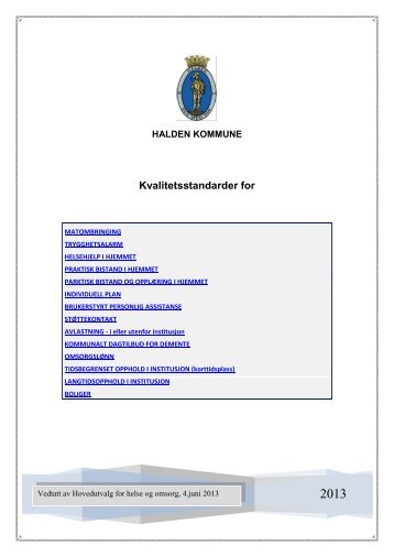 Kvalitetsstandarder for - Halden kommune