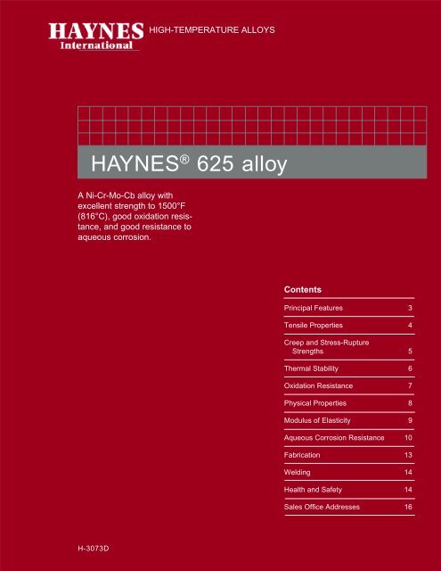 HAYNES ® 625 alloy Brochure - Haynes International, Inc.