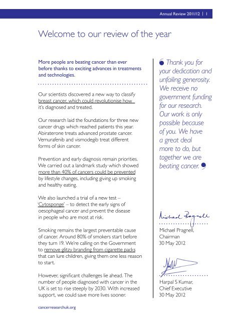 Cancer Research UK Annual Review 2011/12