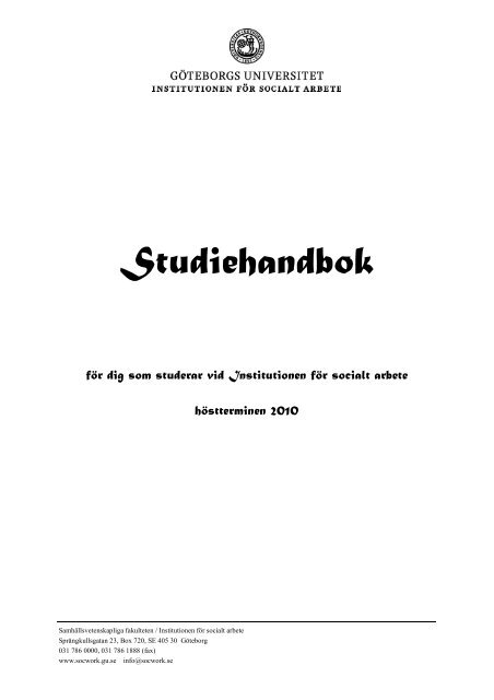 Studiehandbok - Statsvetenskapliga institutionen - GÃ¶teborgs ...