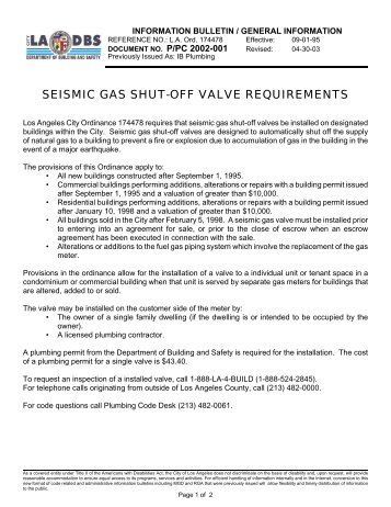 seismic gas shut-off valve requirements - ladbs