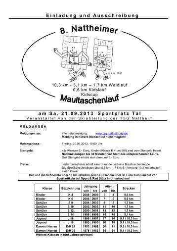 Einladung und Ausschreibung am Sa. 21.09.2013 ... - TSG Nattheim