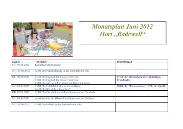 Monatsplan Juni 2012 Hort âRadewellâ - BUK Halle