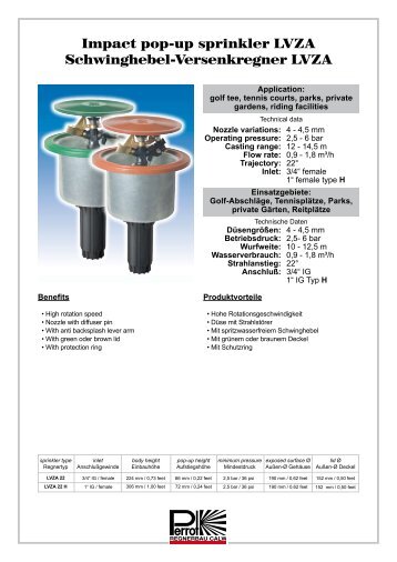 Impact pop-up sprinkler LVZA Schwinghebel ... - Perrot.cz