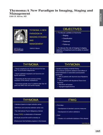 Thymoma:A New Paradigm in Imaging, Staging and Management