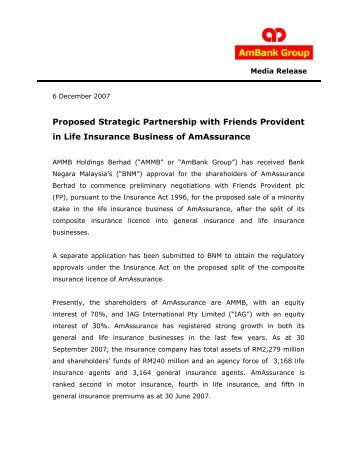 Proposed Strategic Partnership with Friends ... - AmAssurance