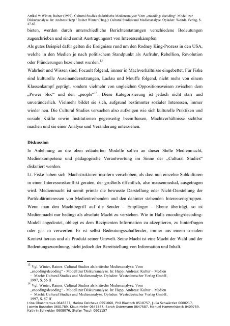 Diskursanalyse. In: Andreas Hepp / Rainer Winter - Thomas A. Bauer
