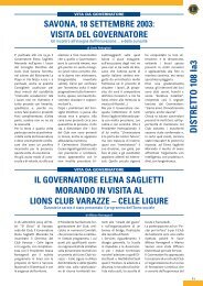 Rivista Interdistrettuale - Lions Club Savona Torretta