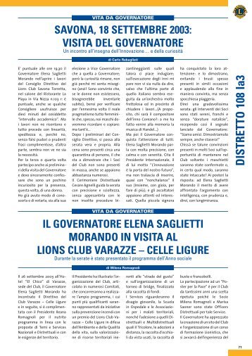 Rivista Interdistrettuale - Lions Club Savona Torretta