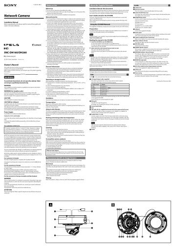 Installation guide: Sony SNC-DH160 - Network Webcams