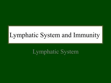 Lymphatic System and immunity