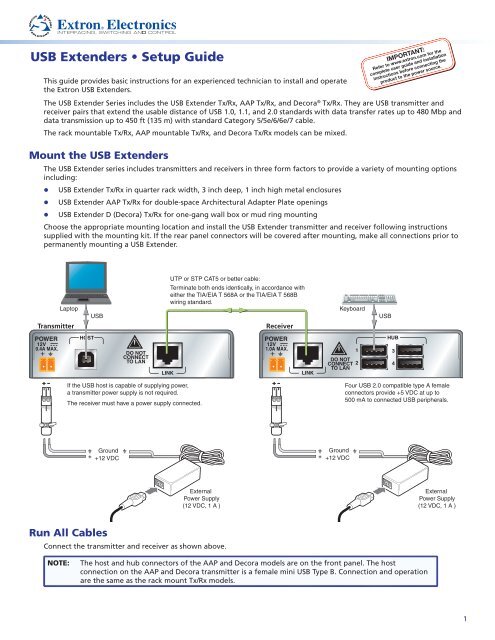 USB Extender Setup Guide - Extron Electronics