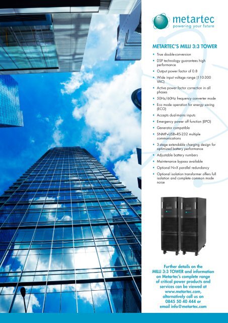 MILLI 3/3 UPS Datasheet - Metartec