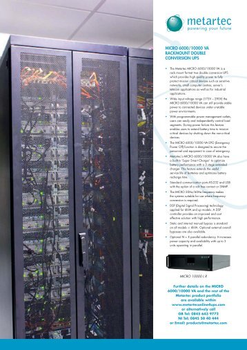 For more infomation on Metartec's MICRO 10000 Rack Long ...