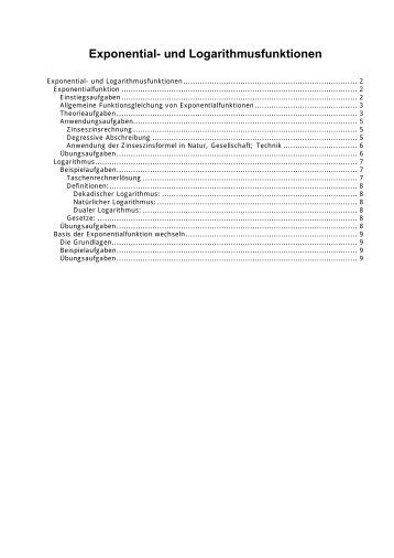 Exponential- und Logarithmusfunktionen - Bkonzepte.de