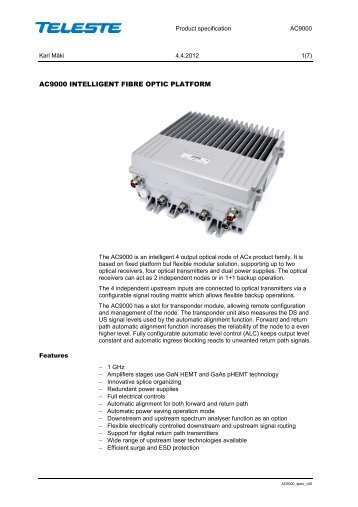 Product specification - HFC Technics