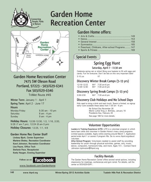 Garden Home Recreation Center 503 629 6341 Tualatin Hills Park