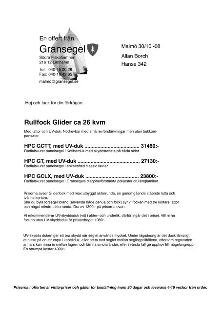Glider GCTT&GCLX - Hanse Klub Danmark