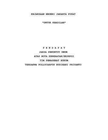 KEJAKSAAN NEGERI JAKARTA PUSAT "UNTUK ... - KontraS