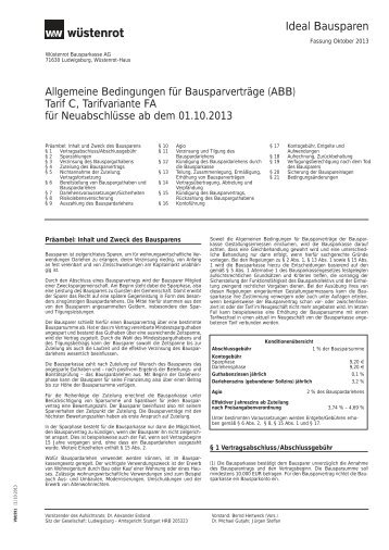 (ABB) Tarif C, Tarifvariante FA - Wüstenrot Bausparkasse AG