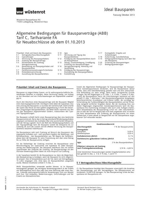 Abb Tarif C Tarifvariante Fa Wustenrot Bausparkasse Ag