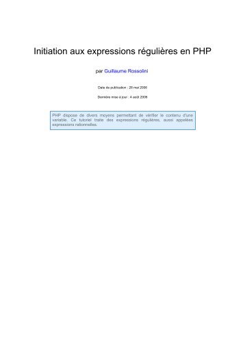 Initiation aux expressions régulières en PHP