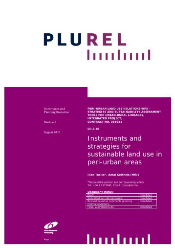 Instruments and strategies for sustainable land use in peri ... - Plurel