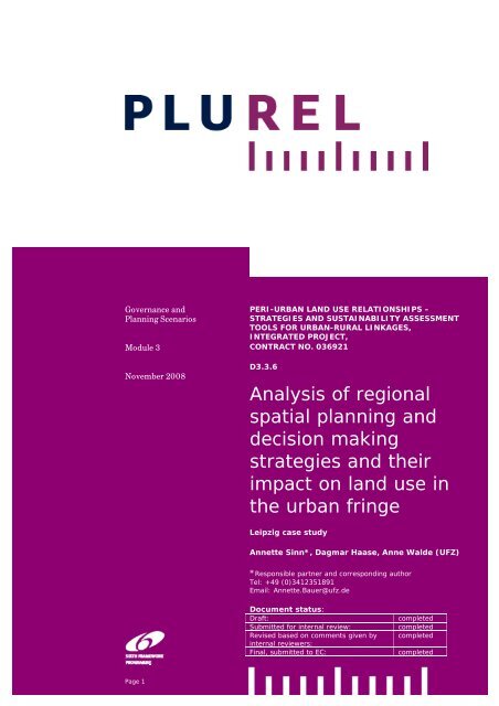 Analysis of regional spatial planning and decision making ... - Plurel