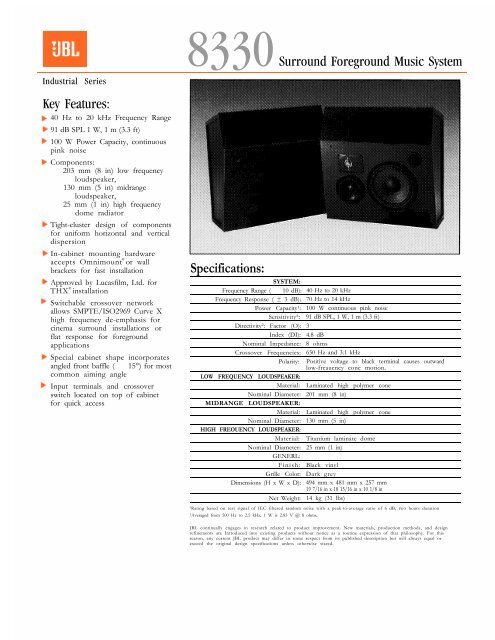 8330 Specification Document - JBL Professional