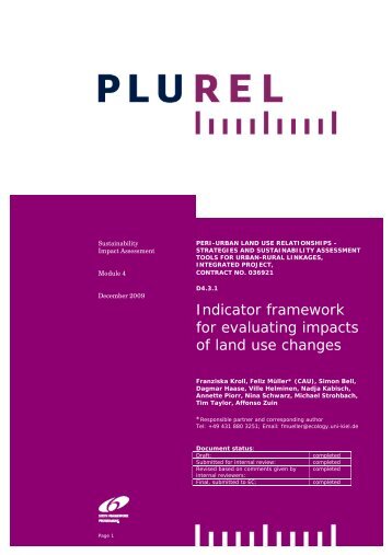 Indicator framework for evaluating impacts of land use ... - Plurel