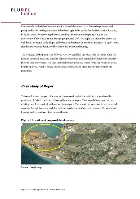 Cost benefit analysis of peri-urban land use policy - Plurel