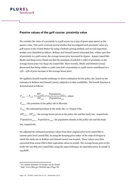 Cost benefit analysis of peri-urban land use policy - Plurel