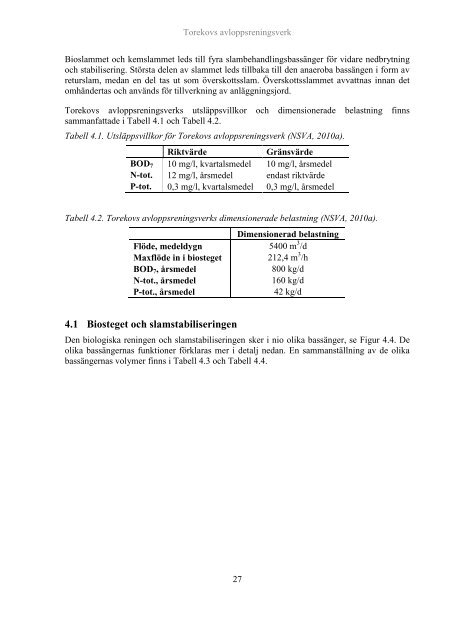 Potential fÃ¶r biologisk fosforavskiljning vid Torekovs ... - Svenskt Vatten