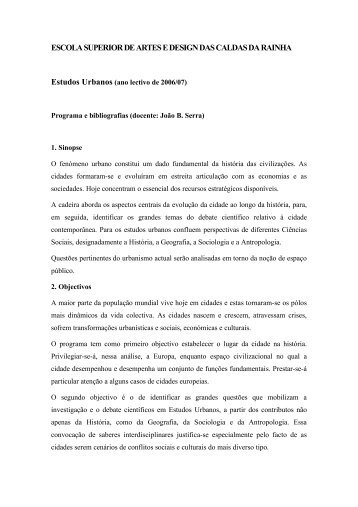 Programa da cadeira e bibliografia - JoÃ£o B. Serra