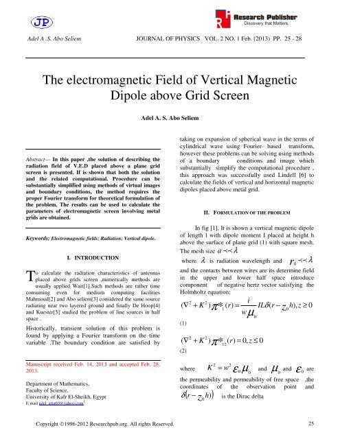 The electromagnetic Field of Vertical Magnetic Dipole above Grid ...