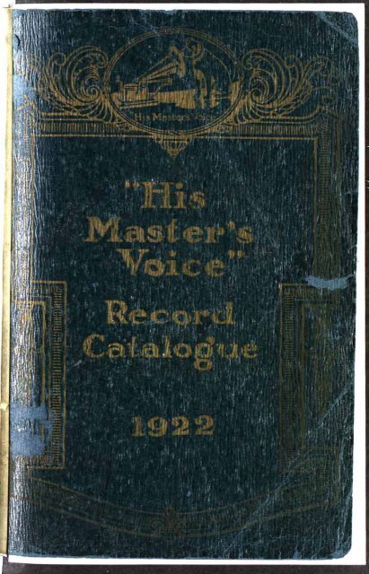 His Master's Voice General Catalogue 1922 - British Library - Sounds