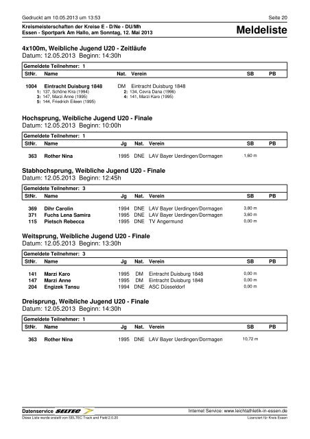 Meldeliste - duisburger-leichtathletik.de