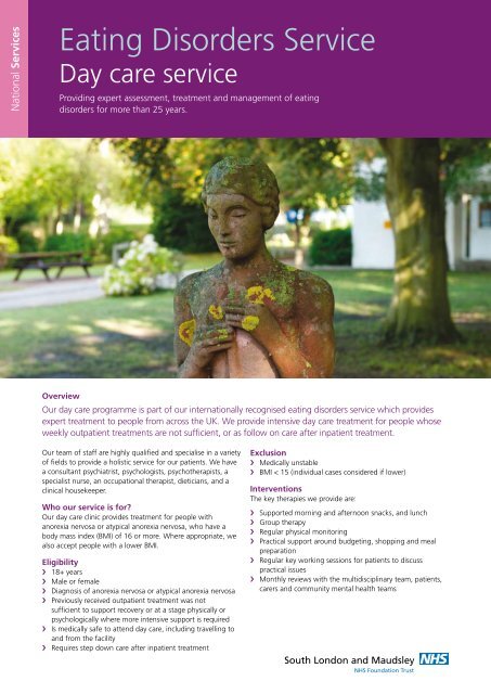 Eating Disorders Day Care Service leaflet - SLaM National Services