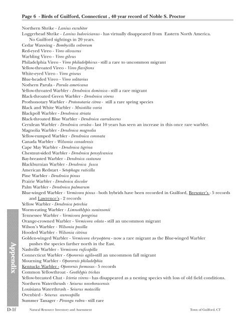 Natural Resource Inventory and Assessment - Town of Guilford