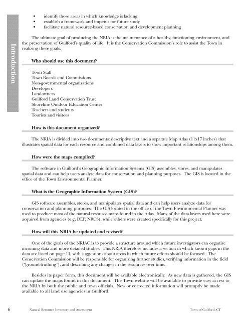 Natural Resource Inventory and Assessment - Town of Guilford